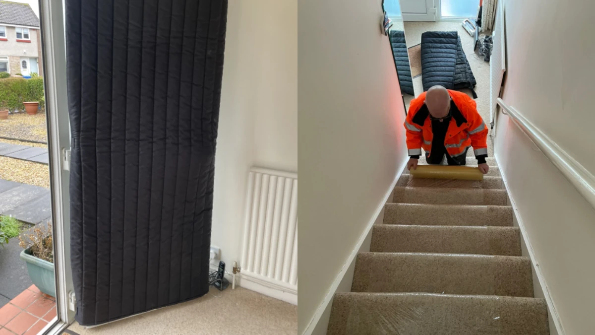 Heavy-duty padded door protector used during a home removal